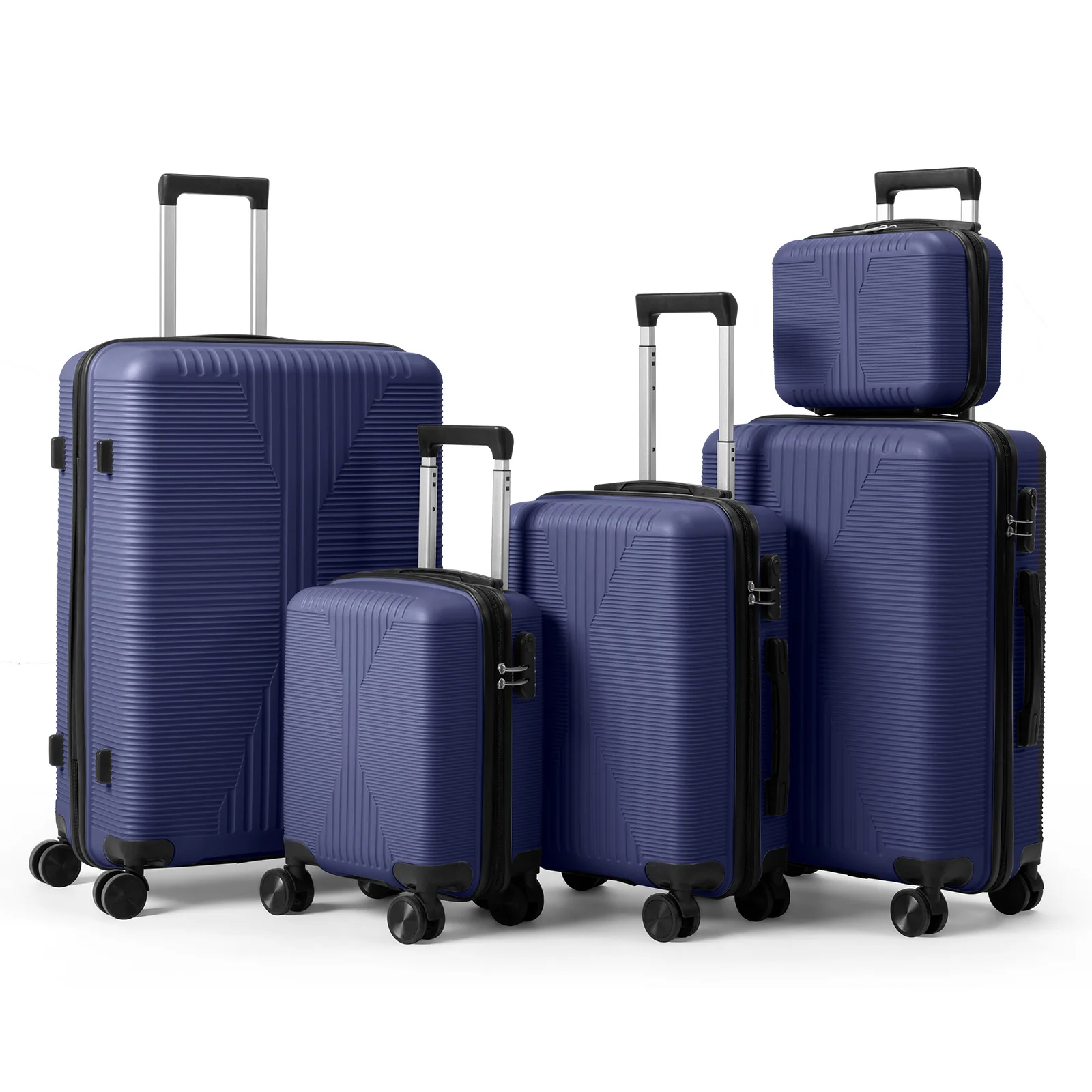 

Non-TSA customs lock 5-in-1 PP trolley case 12in 16in 20in 24in 28in PP navy blue