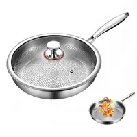 Sartén de Fondo Plano de 26/30 cm con Tapa, Resistente a los Arañazos, de Aleación de Titanio Antiadherente, Sartén para Freír Filetes, Utensilios de Cocina