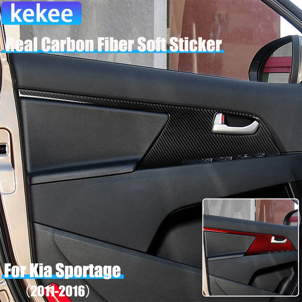 

Real Carbon Fiber Car Accessories Front Door Panel Decorative Cover Soft Sticker For Kia Sportage 2011 2012 2013 2014 2015 2016