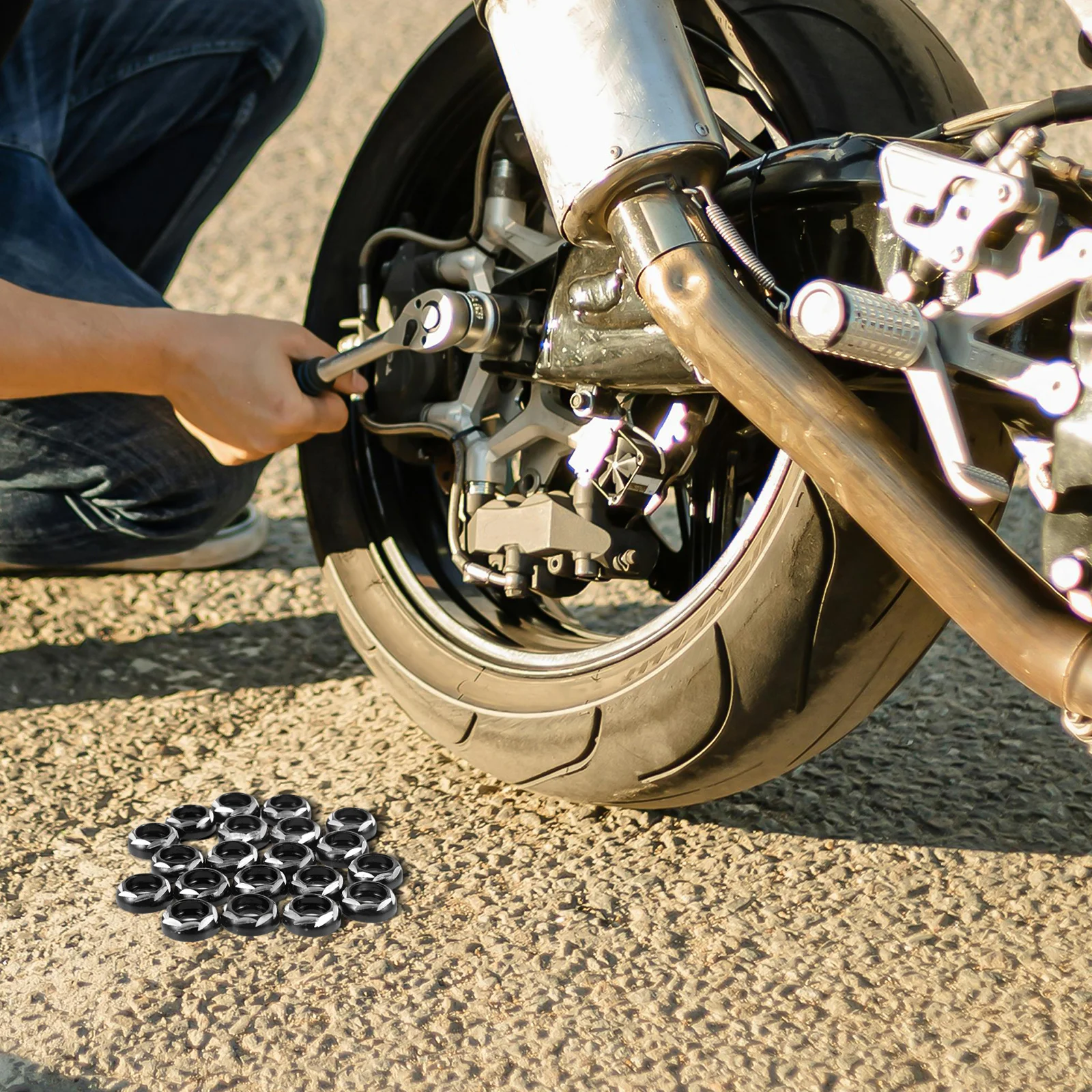 

20Pcs Motorcycle License Plate Screw Gasket Aluminum Alloy Decorative Mount Screw Washer Kit Stable Vibration Reduction