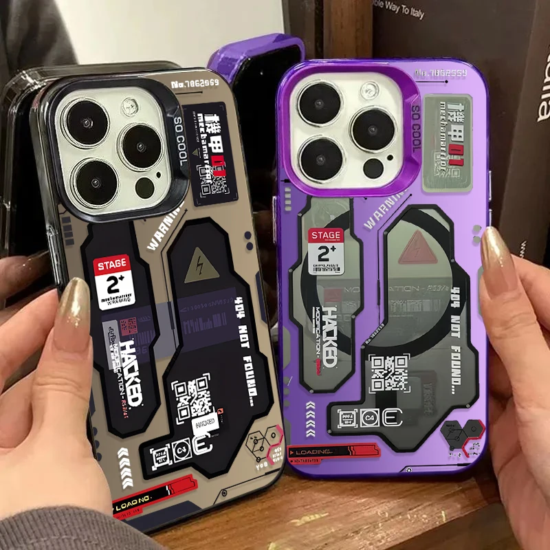 Funda de teléfono dura Creative Hacker Mecha para iPhone 17 16e 16 15 14 13 12 11 mini Pro Max X XR XSMAX 8 7 Air Plus Anti caída mate