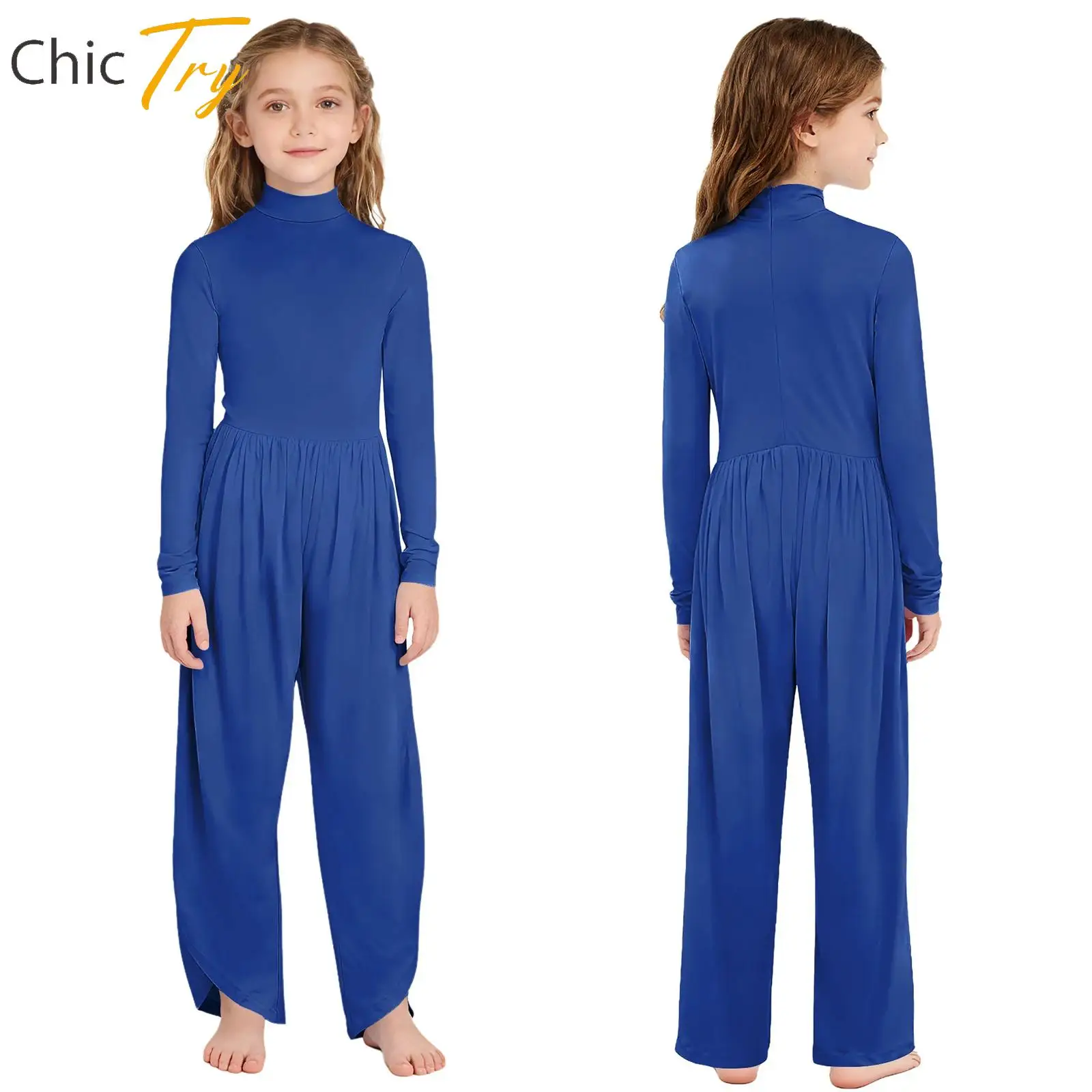 

Kids Sports Jumpsuit for Girls Dance Long Sleeve Baggy Workout Jumpsuit Zipper Solid Color Romper Children Home Outdoor Wear