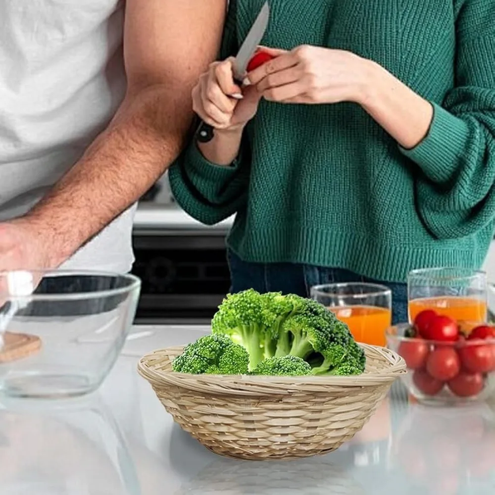 Vegetable Food Storage Basket Desktop Decoration Bread Fruit Kitchen Storage Tray Supplies Round Dustpan Decorative Egg Basket