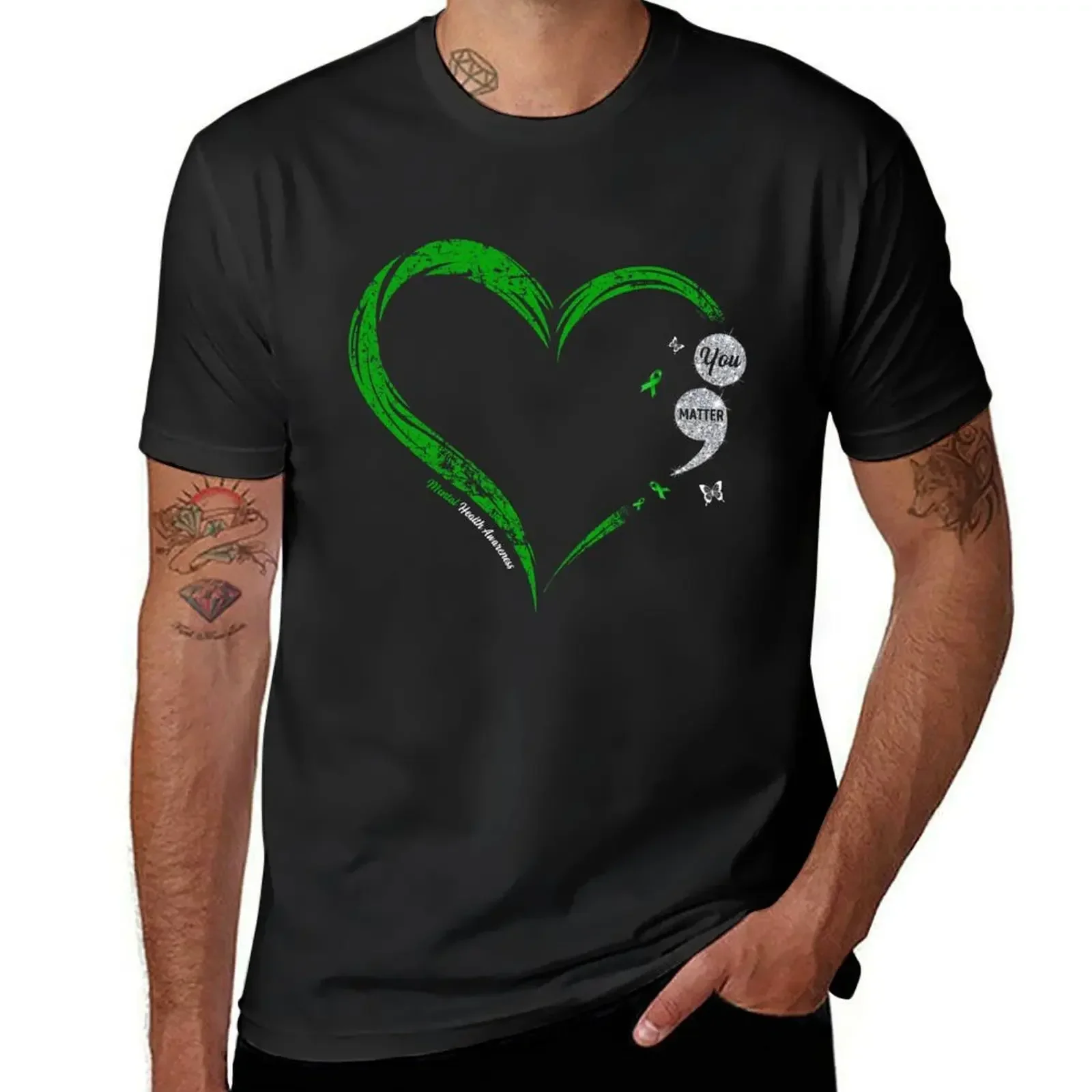 

Best Mental Health Illness Heart Birthday Shirt You Matter Ribbon Anxiety Awareness T Shirt T-Shirt graphics men t shirts