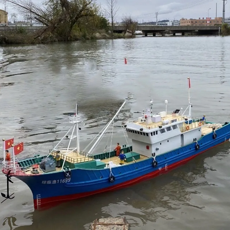 Barco teledirigido de 89cm, modelo de barco de pesca con Control remoto de Zhejiang, estructura de madera, Kit de modelo de barco RC, barco de juguete, regalo para niño