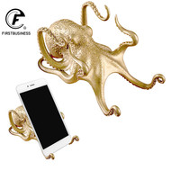 Metal Octopus Cuttlefish Figurines Statue Desk Stand for Phone Bracket Pen Spectacles Holder Car Ornaments Home Decor Decoration