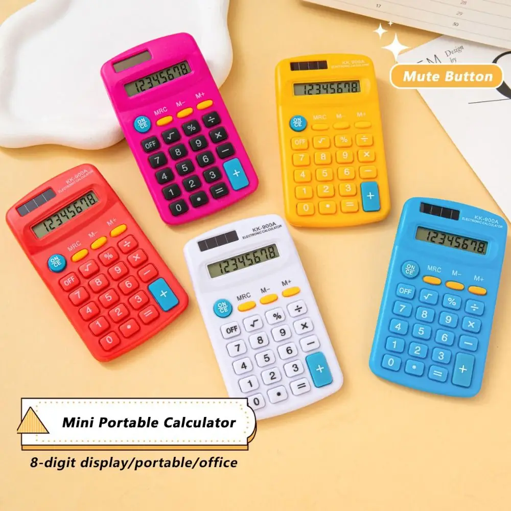 8-Digit Mini Pocket Calculator Large LED Display Candy Color Standard Function Calculator Silent Math Calculator Gift