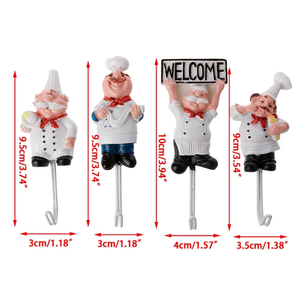 New Cartoon Chef Shaped Hook Powerful Adhesive Wall Key Holder Kitchen Bathroom Storage Door Clothes Coat Hat Hanger Towel Hooks