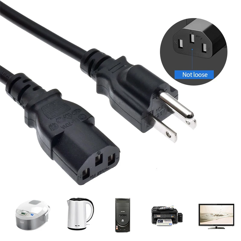【Pengiriman Cepat】Kabel Daya CPU AC US UK EU Plug 3 Pin 500W/2500W untuk PC Komputer Printer Monitor Rice Cooker Adaptor AC