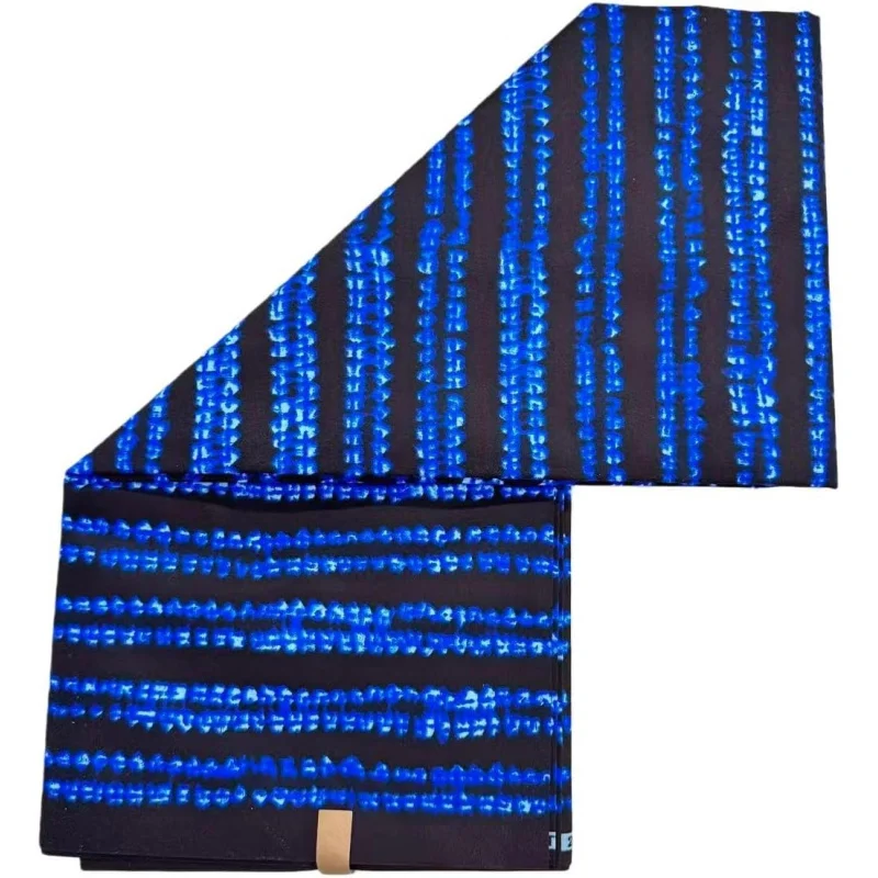 African Ankara Fabric, Navy Blue Polyester Tribal Print, 6 Yards x 45 Inches, Dashiki Wax Pattern for Party Dress Making view 2