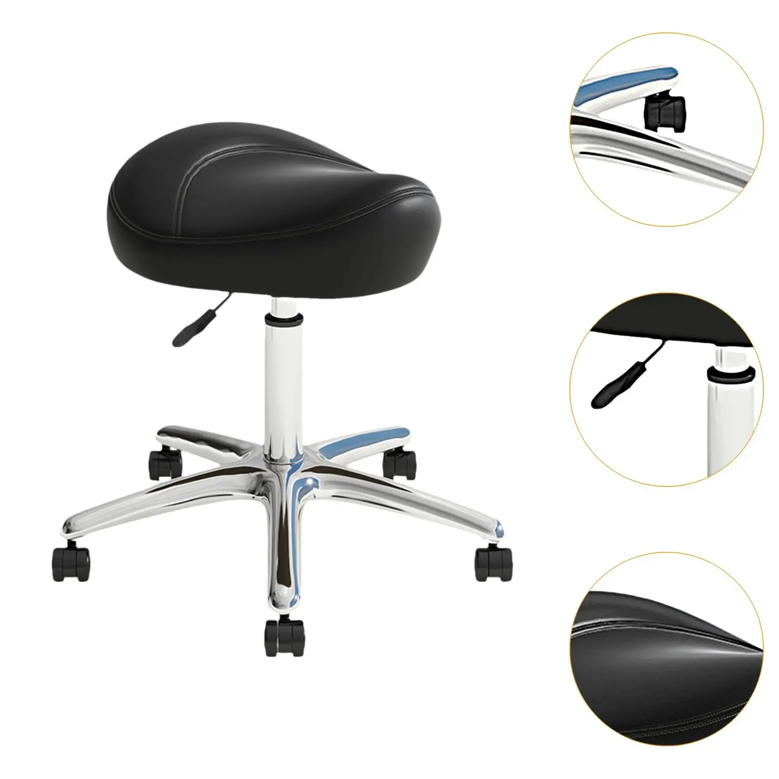 Saddle Stool Chair with Wheels Swivel Salon Stool Round Rolling Stool for Massage Barbershop Lab Step Stool SPA Housework Chair