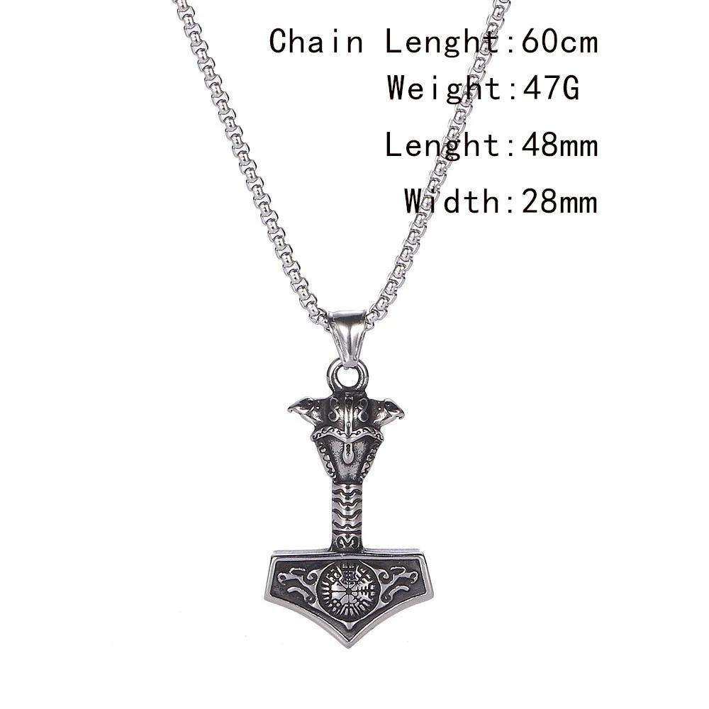 

100pcs/lot titanium steel non fading jewelry wholesale stainless steel Thor hammer men's necklace Viking mount crow Celtic penda