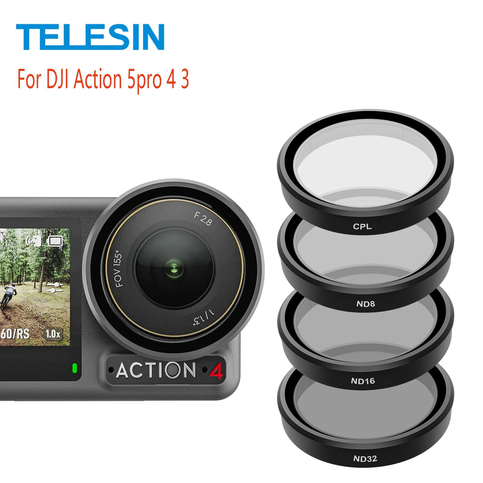 TELESIN CPL ND8 ND16 ND32 Lens Set Aluminium Alloy Frame for DJI OSMO Action 3 4 5pro ND CPL Filter Action Camera Accessories