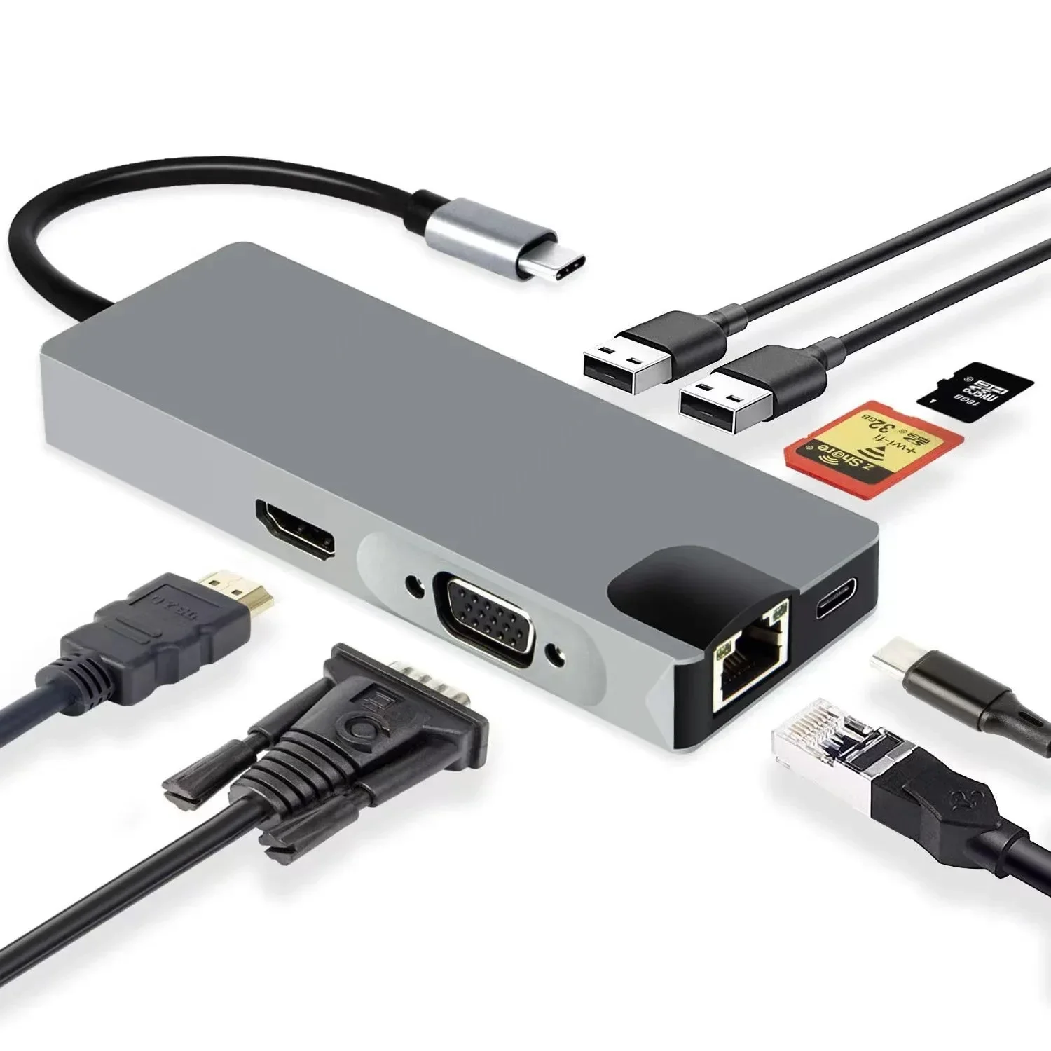 USB C HUB tipo C Splitter a HDMI 4K Thunderbolt 3 Docking Station adattatore per Laptop con PD SD TF RJ45 per Macbook Air M1 iPad Pro