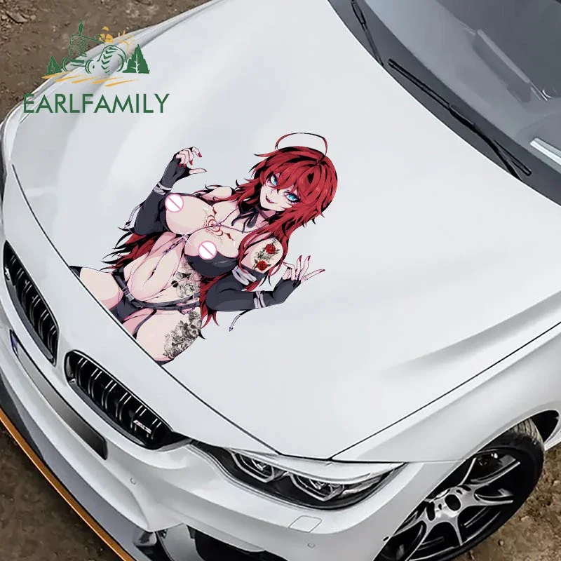 

EARLFAMILY 43cm x 28.71cm for Gothic Rias Gremory Car Sticker Anime NSFW Tattoo Blacked Sketch Waifu Decal Air Conditioner Decor