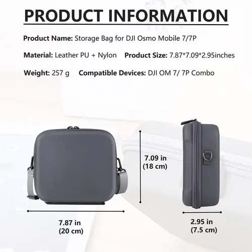 Imagen 2 del producto Estuche de viaje para DJI OM 7P/ OM7 - Bolsa de almacenamiento portátil Estuche de transporte rígido para DJI Osmo Mobile 7/7P Estuche de accesorios