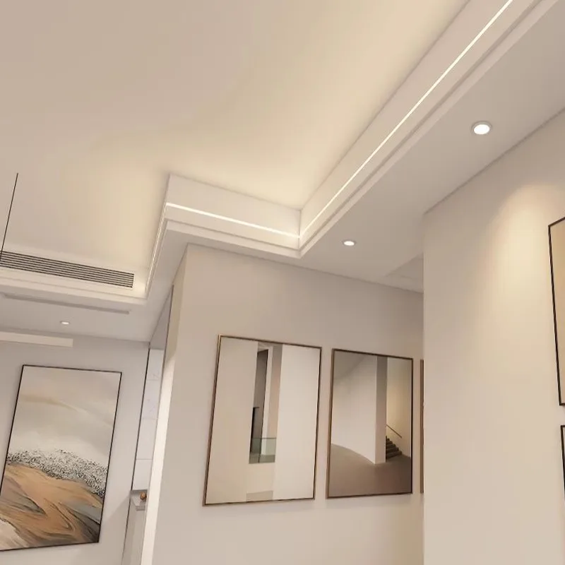 السقف العلوي الزاوية بلا حدود الألومنيوم الشخصي PC قناة منتشرة غرفة المعيشة راحة السقف الجبس دريوال الصلب قطاع الضوء #6