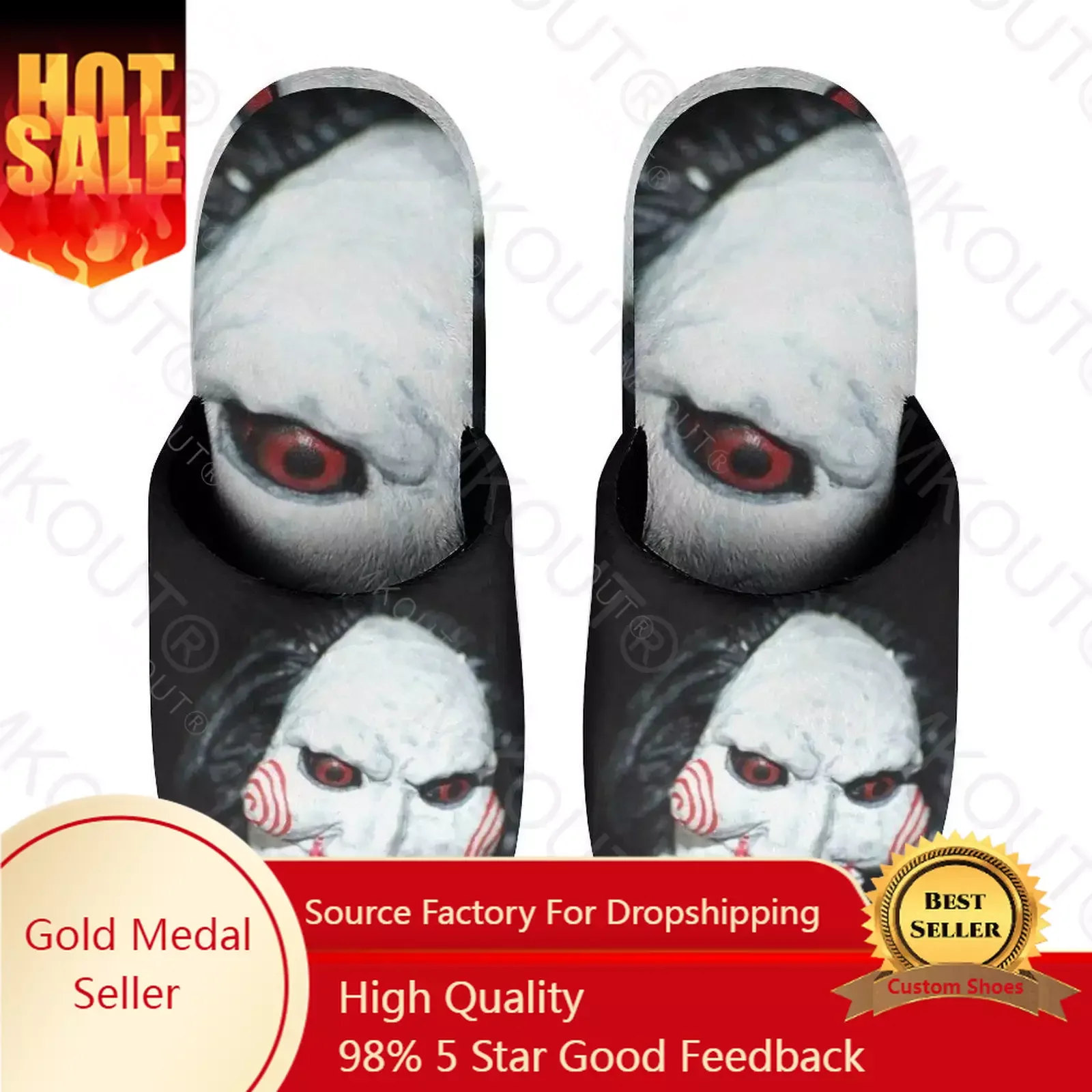 

Saw (1) Warm Cotton Slippers For Men Women Thick Soft Soled Non-Slip Fluffy Shoes Indoor House Slippers Clapper