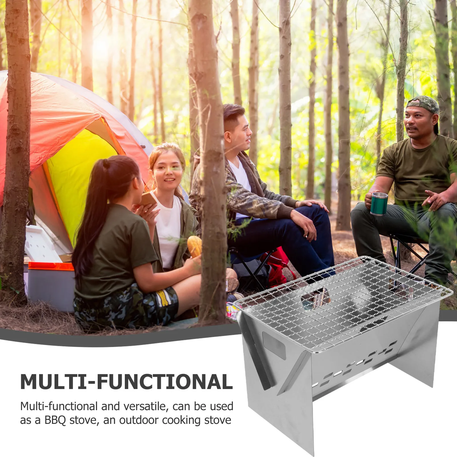 

Mini Folding Bbq Grill Stainless Steel Portable Barbecue Stove For Outdoor Camping Cooking Foldable Charcoal Grill Bbq