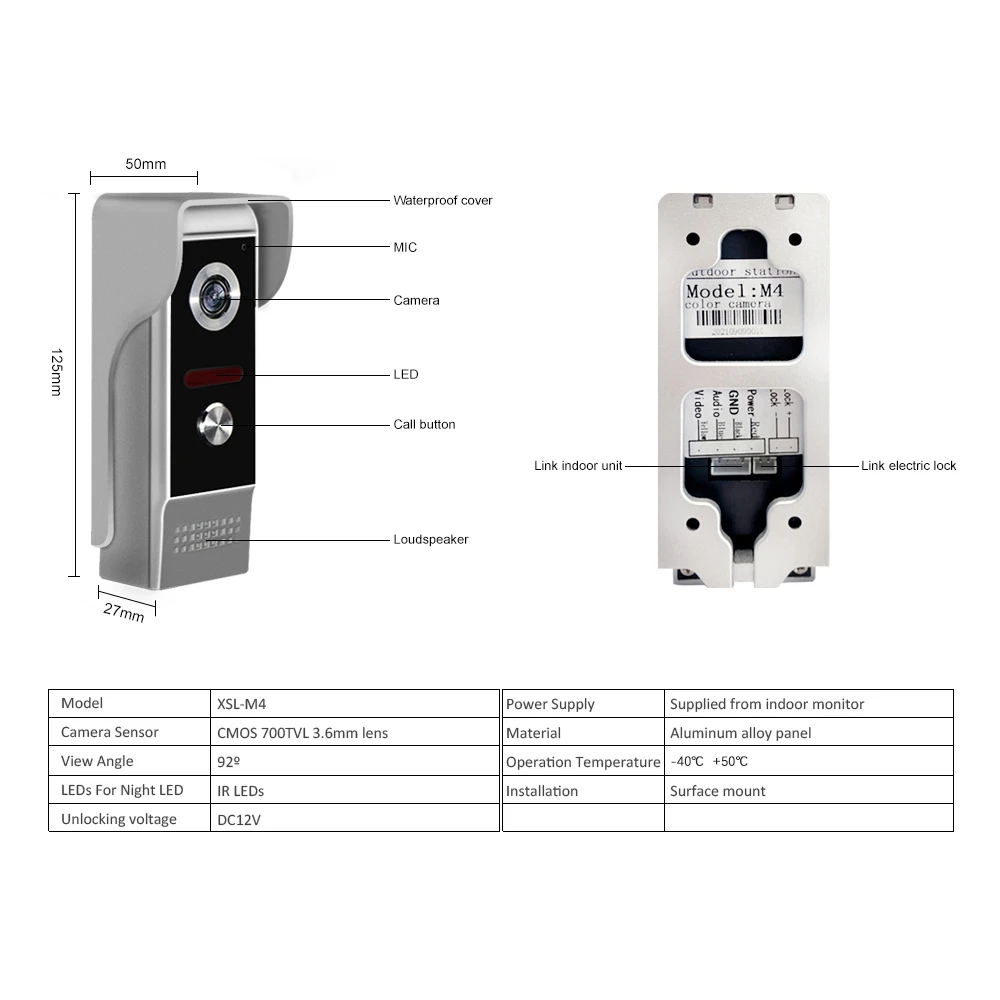 Smart Home 7 ''videocitofono cablato videocitofono videocitofono IR visione notturna citofono bidirezionale per la sicurezza degli appartamenti