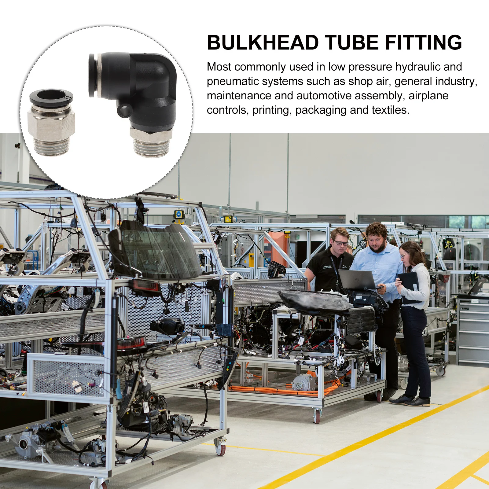 

6pcs Pneumatic Connectors Air For Tube Quick Connect Hose Fittings Straight Elbow 3/8 Air Brake Fittings Push To Connect