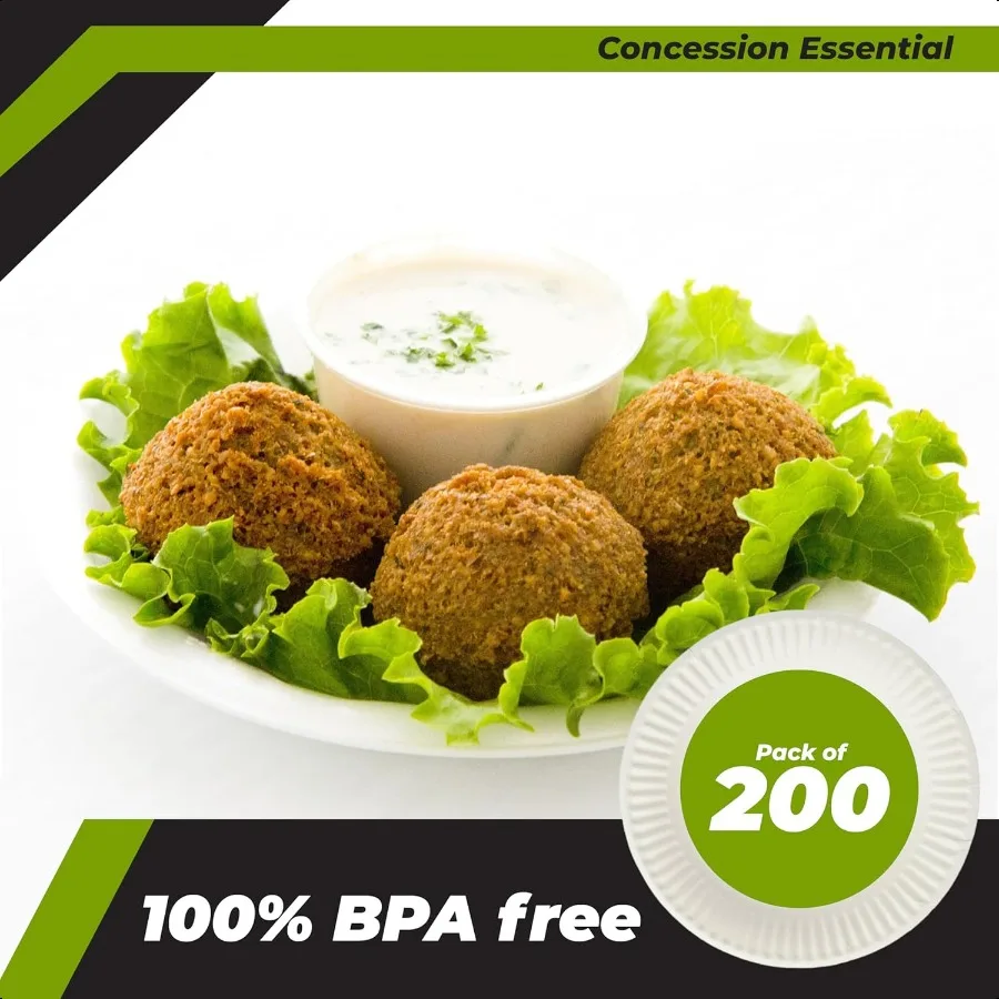 9 Inch Paper Plate Uncoated Plates White 200ct