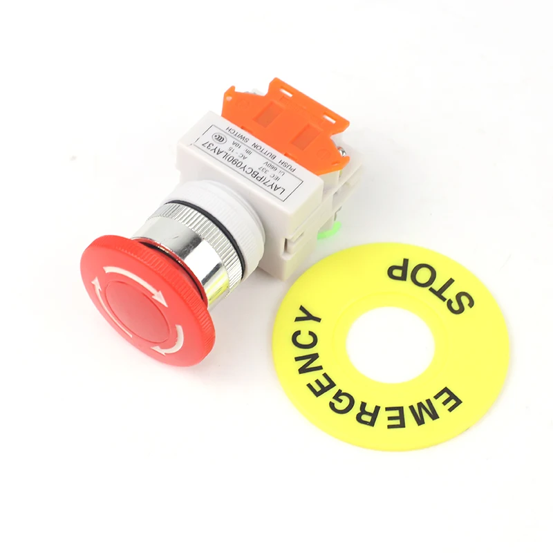 Red Mushroom Cap 1NO 1NC DPST Emergency Stop Push Button Switch AC 660V 10A Switch Equipment Lift Elevator Latching Self Lock