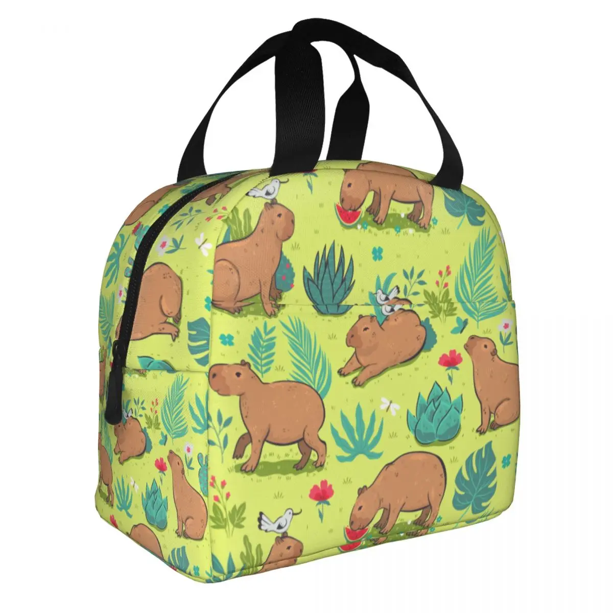 Cute Capybaras Graphics Insulated Lunch Bags Thermal Bag Meal Container Large Lunch Box Tote Food Handbags School Outdoor