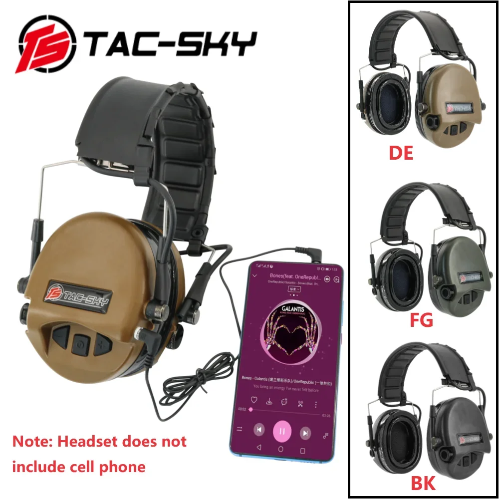 TS TAC-SKY Tactical Electronic Earmuffs Shooting Hunting Hearing Protection Noise Canceling Pickup Tactical Sordin Headset