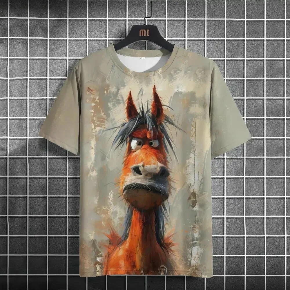 

Футболка с 3D принтом животных, футболки с принтом тигра и лошади, подарок для детей, новые мужские футболки с короткими рукавами и 3d цифровой печатью, повседневные топы