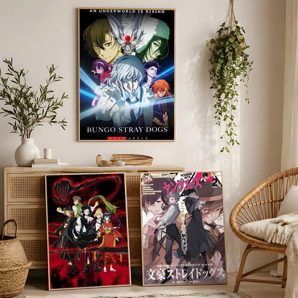Classic Comics B-Bungo Stray Dogs Poster Waterproof Peel And Stick HD Modern Wall Decor For Bedroom Living Room Dorm Office Kitc