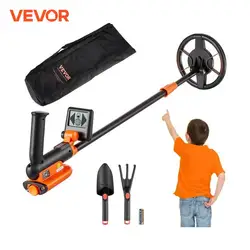 VEVOR Metal Detector for Kids 6Inch 25''-37'' Adjustable Length IP68 Waterproof Search Coil with LCD Display for Detecting Gold