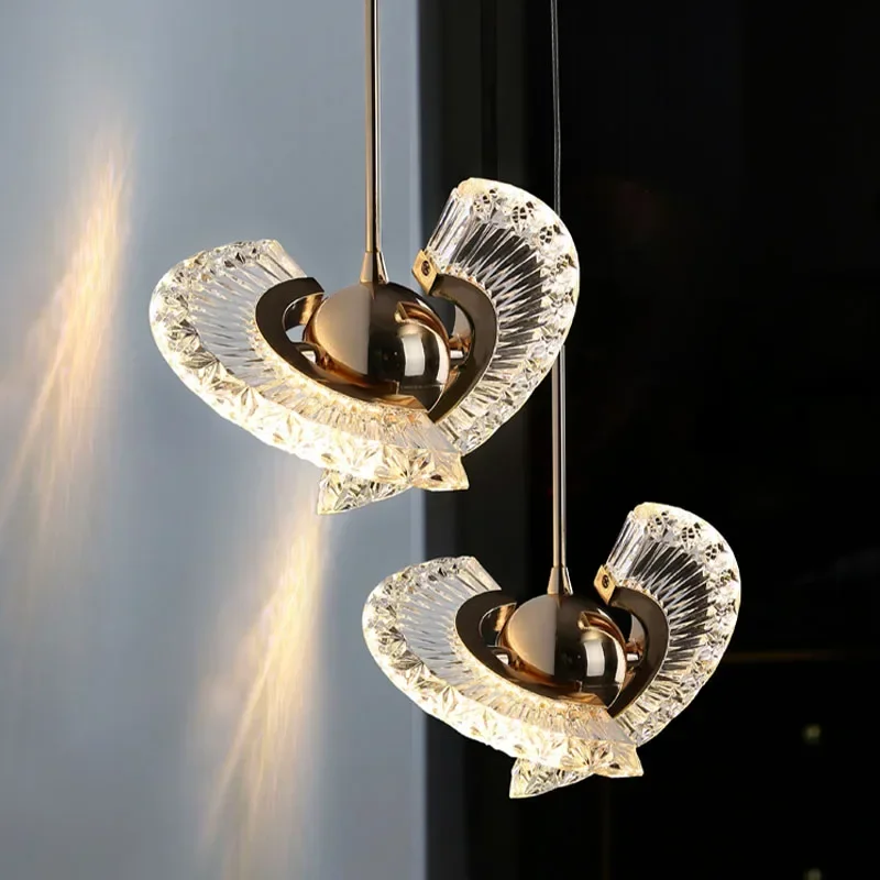 

Rotatable Pendant Lamp Chandelier Metal+Acrylic Hanging Fixture Bedside Living Room Bedroom Indoor Lighting Home Decor