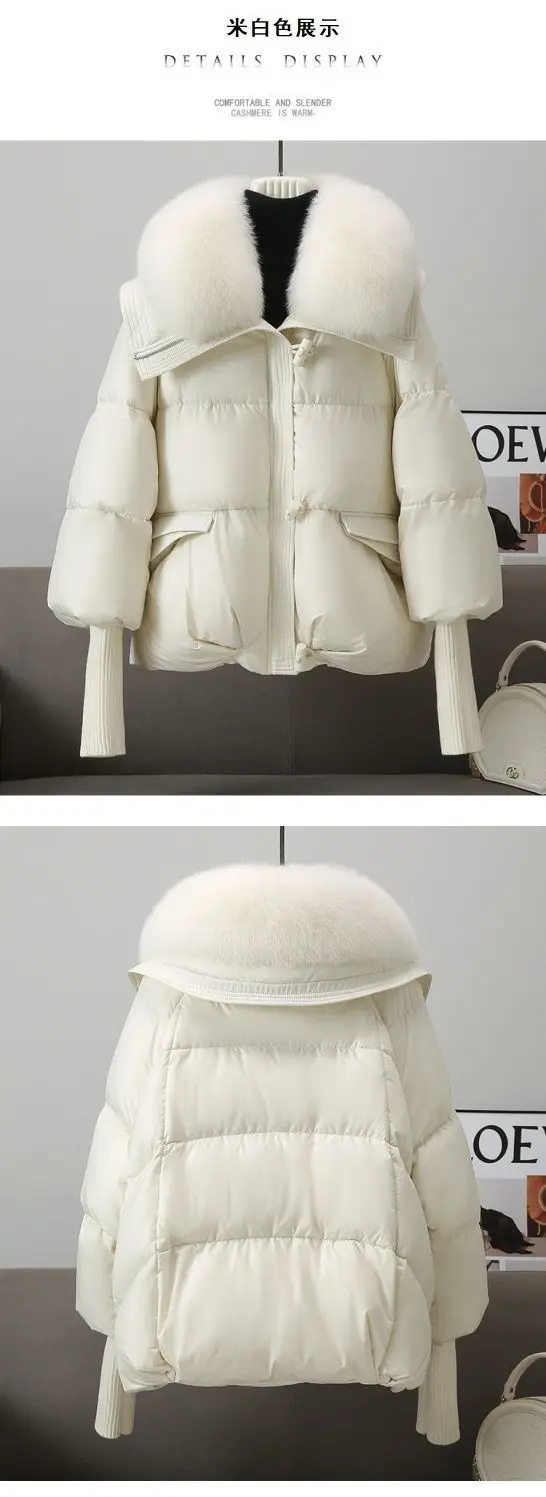 Frauen Winter Daunen Baumwolle Jacke 2025, Neue Frauen Warme Dicke Baumwolle Mantel Größere Pelz Kragen Baumwolle Gefütterte Jacke Frauen Parka Mantel – Detail 5