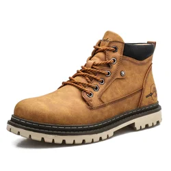 Casual Work Shoes for Men Winter Warm Plus Botas Para Hombre Wear-Resistan Leisure Comfort Vintage Boots Men Outdoors Sneaker