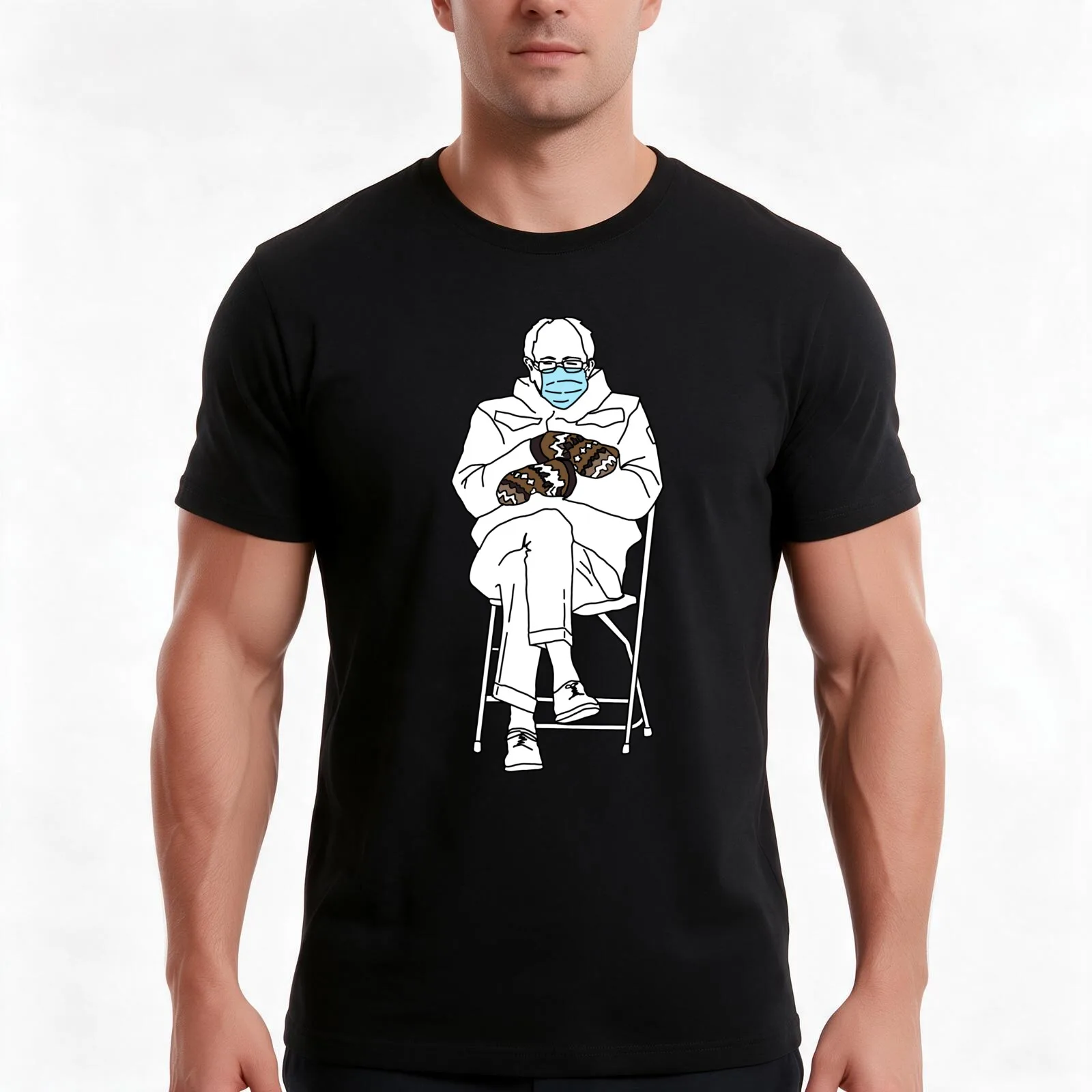 Bernie T-Shirt, Summer Casual Cotton Tee, Oversized Streetwear Tops, Vintage Graphic Print, Loose Fit Short Sleeve, 100% Cotton