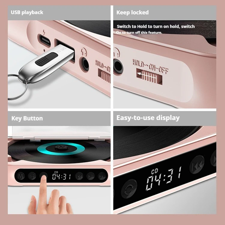 CD Player Mini Walkman CD Player Carry Prenatal Education Machine Student Party Learning English Disc Repeater