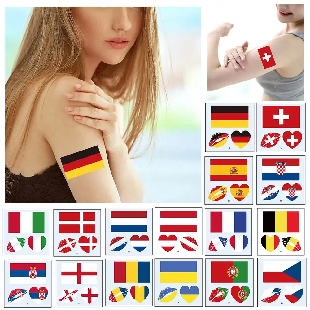 Latest Europe Flag Face Sticker Germany France Italy Switzerland Netherlands Belgium Temporary National Scotland Tatoo Flag D7R4