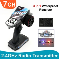 2.4GHz 7CH Radio System Transmitter Controller 7 Channels Remote Control with Receiver For RC Car Boat Ship Tank