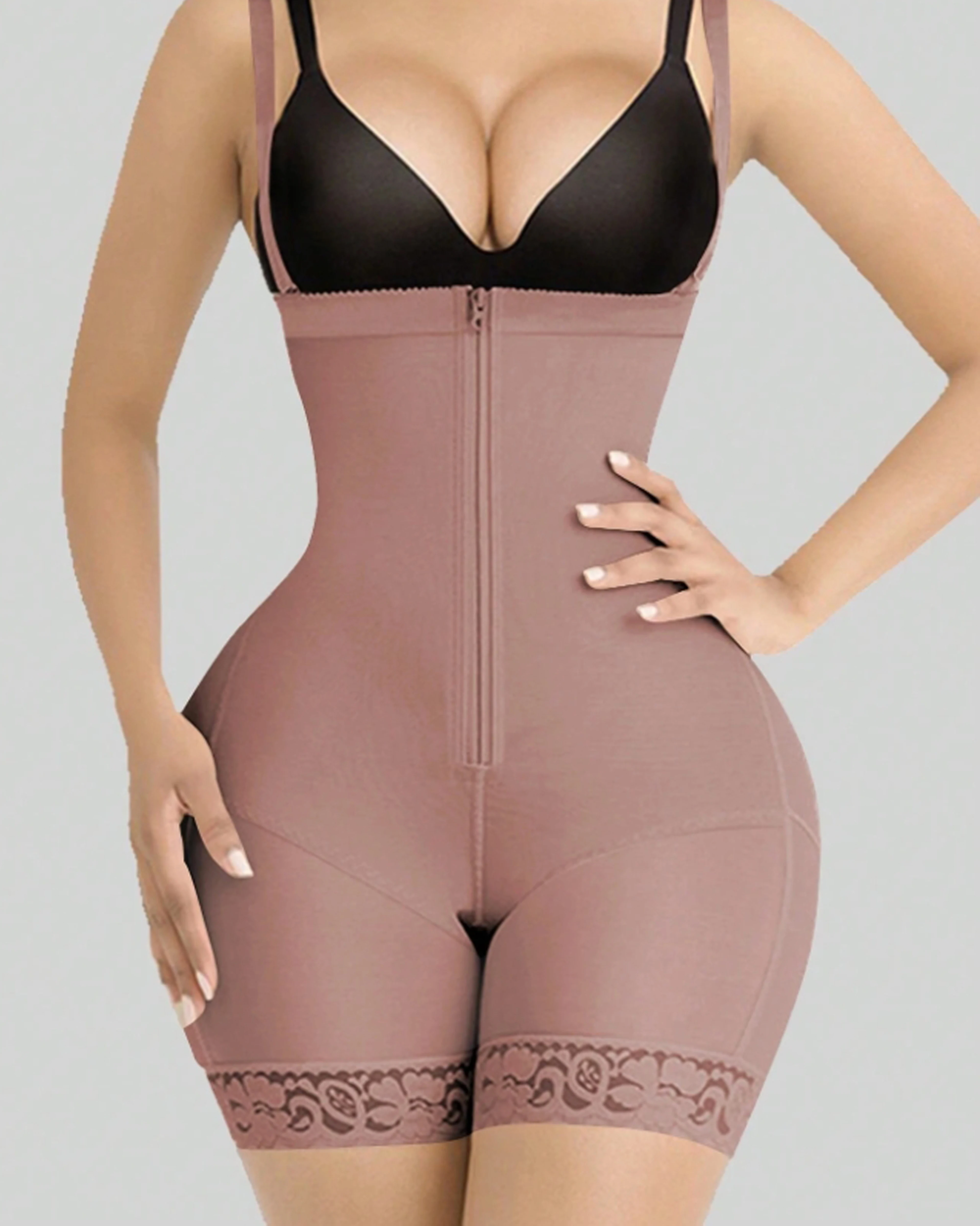 

Ladies' Shapewear Bodysuit with Zipper Abdomen Slimming Belt Full Body Compression Underwear for Women
