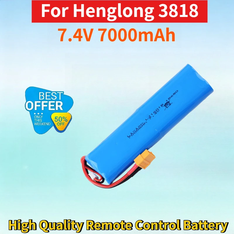 New 7.4V 7000mAh 2S Lithium-ion Rechargeable Battery Pack for Henglong 3818 3889 3809 High Quality Remote Control Model Battery
