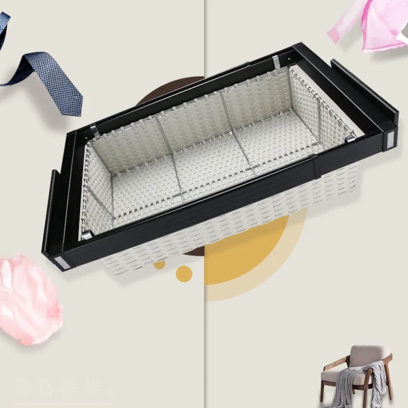 Multifunctional Telescopic Pants Rack Wardrobe Basket Interior Sliding and Pulling Damping Storage Suit Hanging Pants Rack