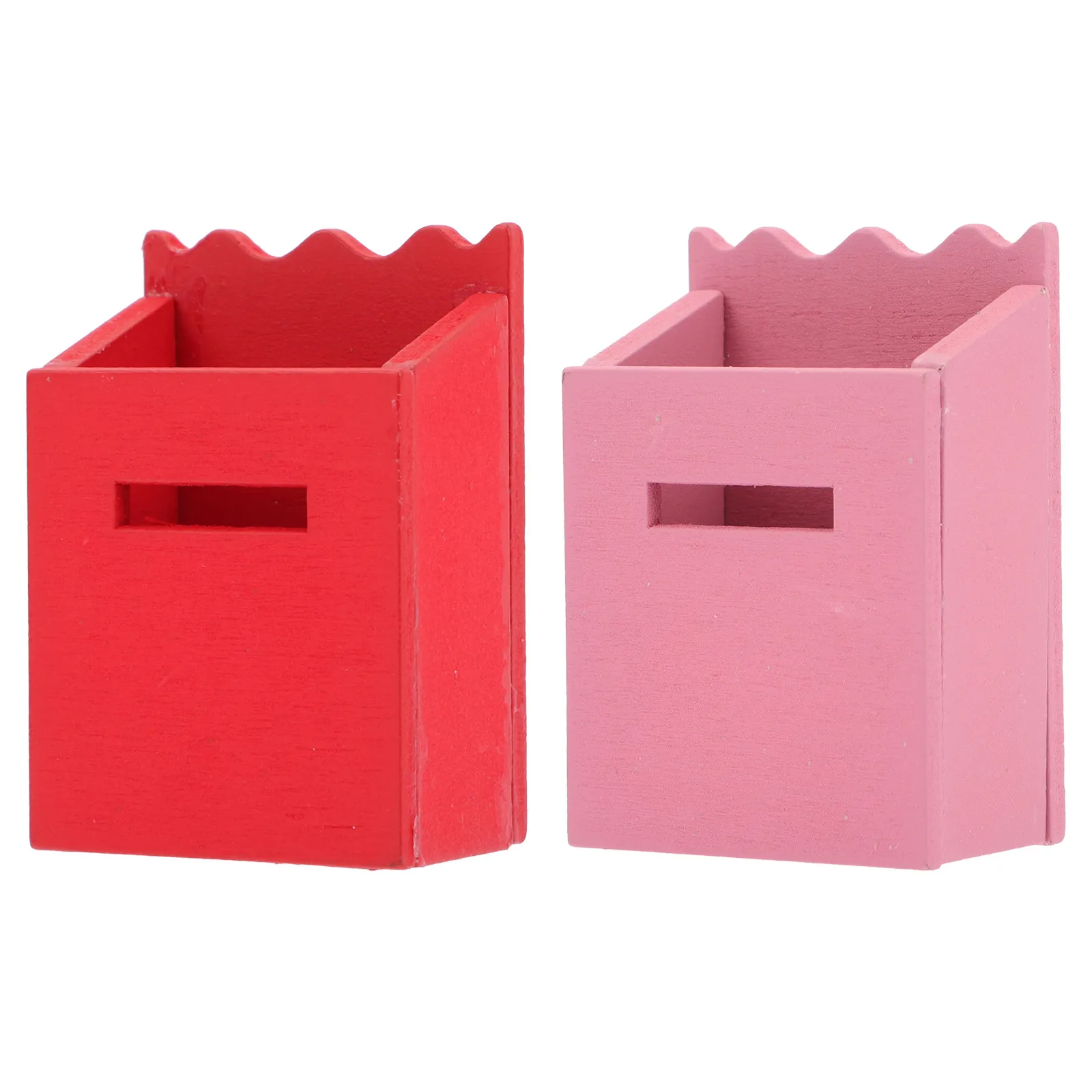 

2Pcs Mini Mailbox Safe Wooden Miniature Mail Boxes Mini House Decoration Realistic Small Letter Box Furniture