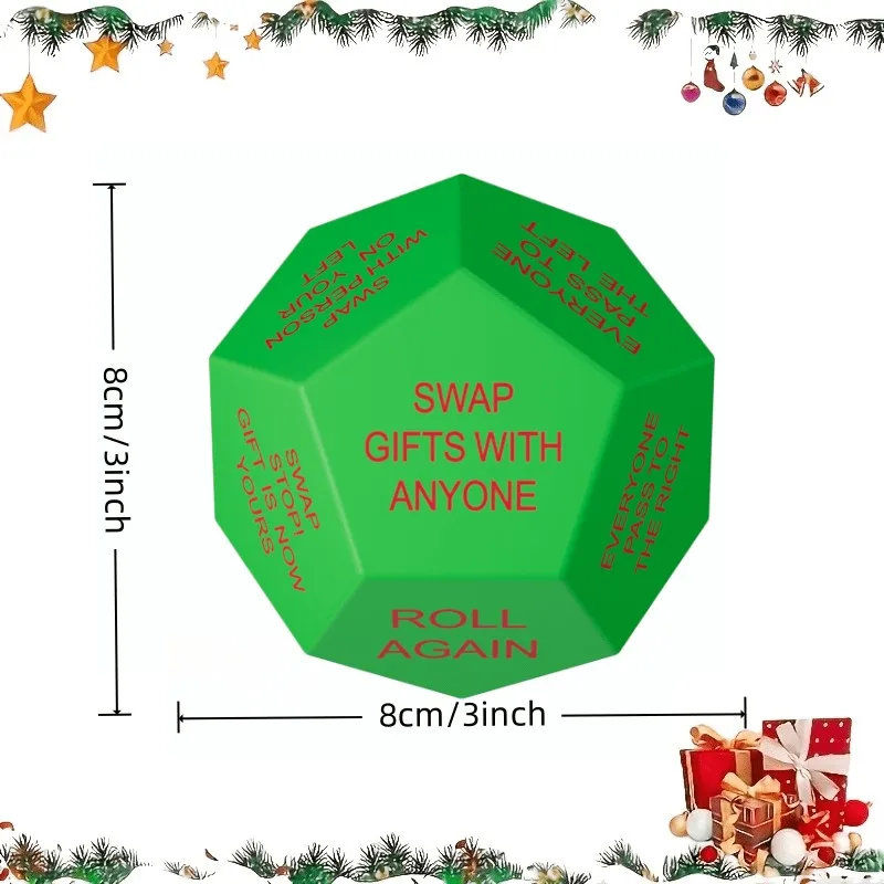 1 set of upgraded 2026 Santa's Gift Exchange Dice - 12-sided Christmas Party Dice with festive holiday designs, suitable for hol