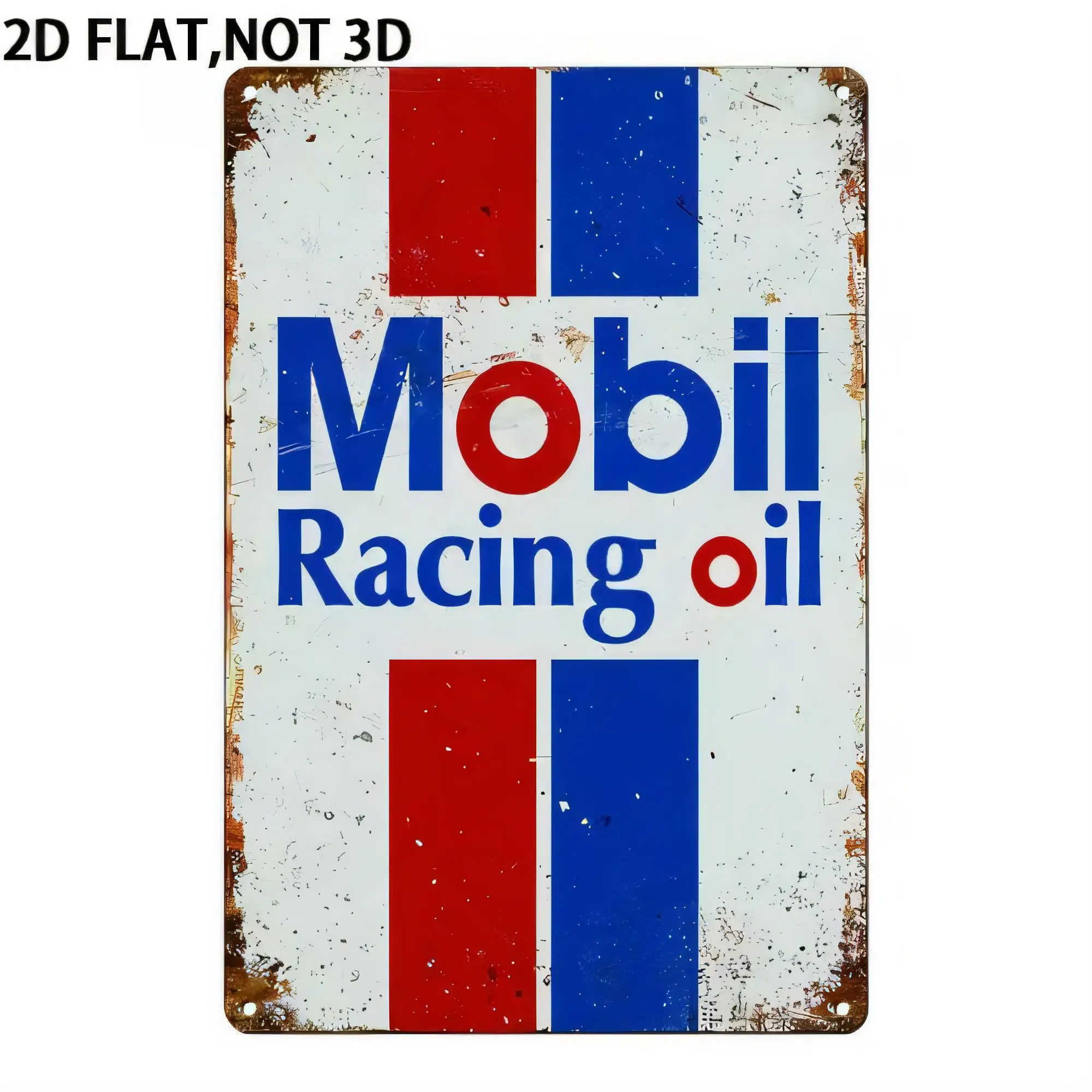 Tin Sign Metal Vintage Racing Oil Poster Plaque Mob Il Racing Oil Blue Red White Rust Style Wall Decor for Garage Man Cave Bar C
