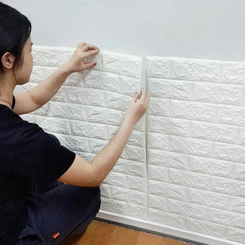 

3D Soft Foam Brick Wallpaper Sticker Roll DIY Self Adhesive Living Room Home Kitchen Bathroom Decorative Wall Paper Wall Sticker