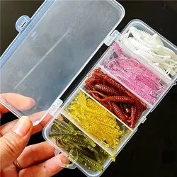 MUKUN Ajing Soft Fishing Lure 100pcs 0.4g 3.2cm Silicone Bass Straight Twin Tail Rockfish Swimbait Jigging Baits Worm