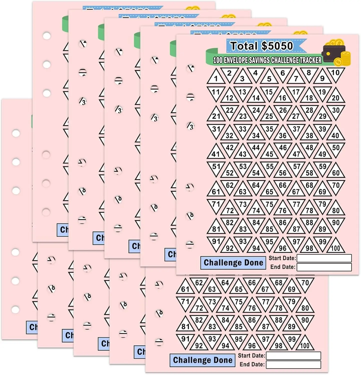 

20 упаковок, 100 конвертов, папка-трекер для экономии денег, карты-трекеры для экономии задач — 6 x 8 дюймов