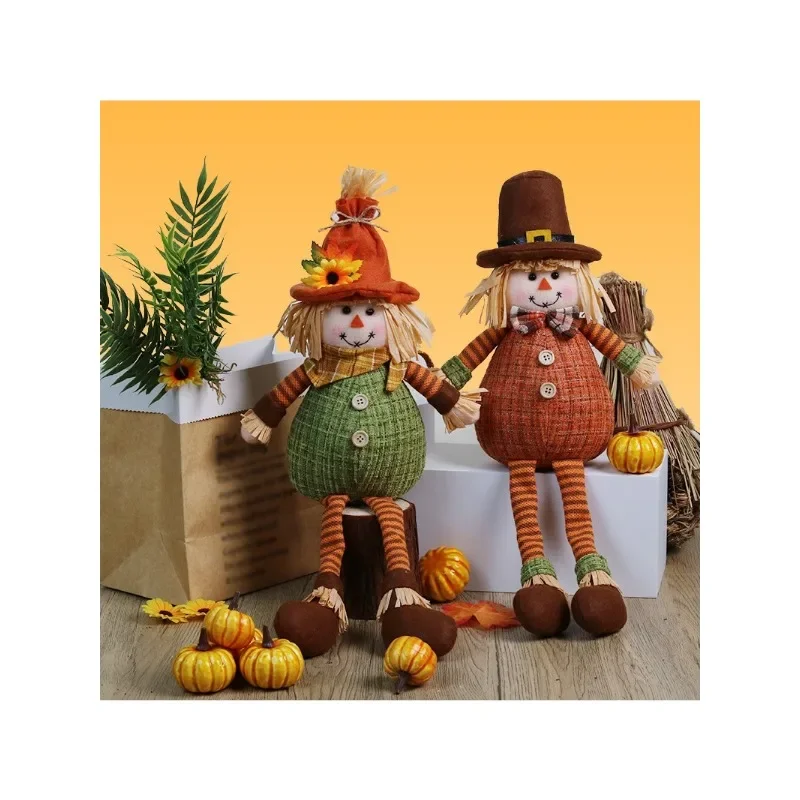 

Thanksgiving decorations harvest season sunflower decoration straw hat hanging leg doll autumn home decoration