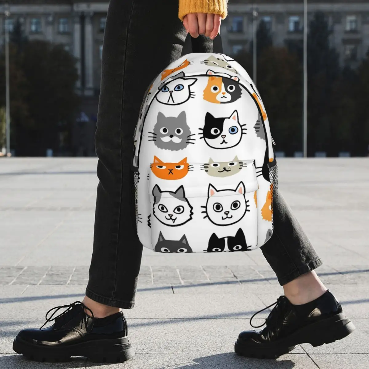 Tas punggung sekolah murid, ransel berpergian gambar kucing Unik Lucu, tas buku remaja